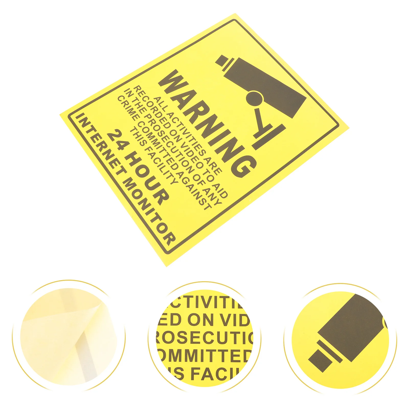 5Pcs Warning Stickers 24 Hour Monitored Decals Practical for Car Shop Work Smooth Surfaces No Residue