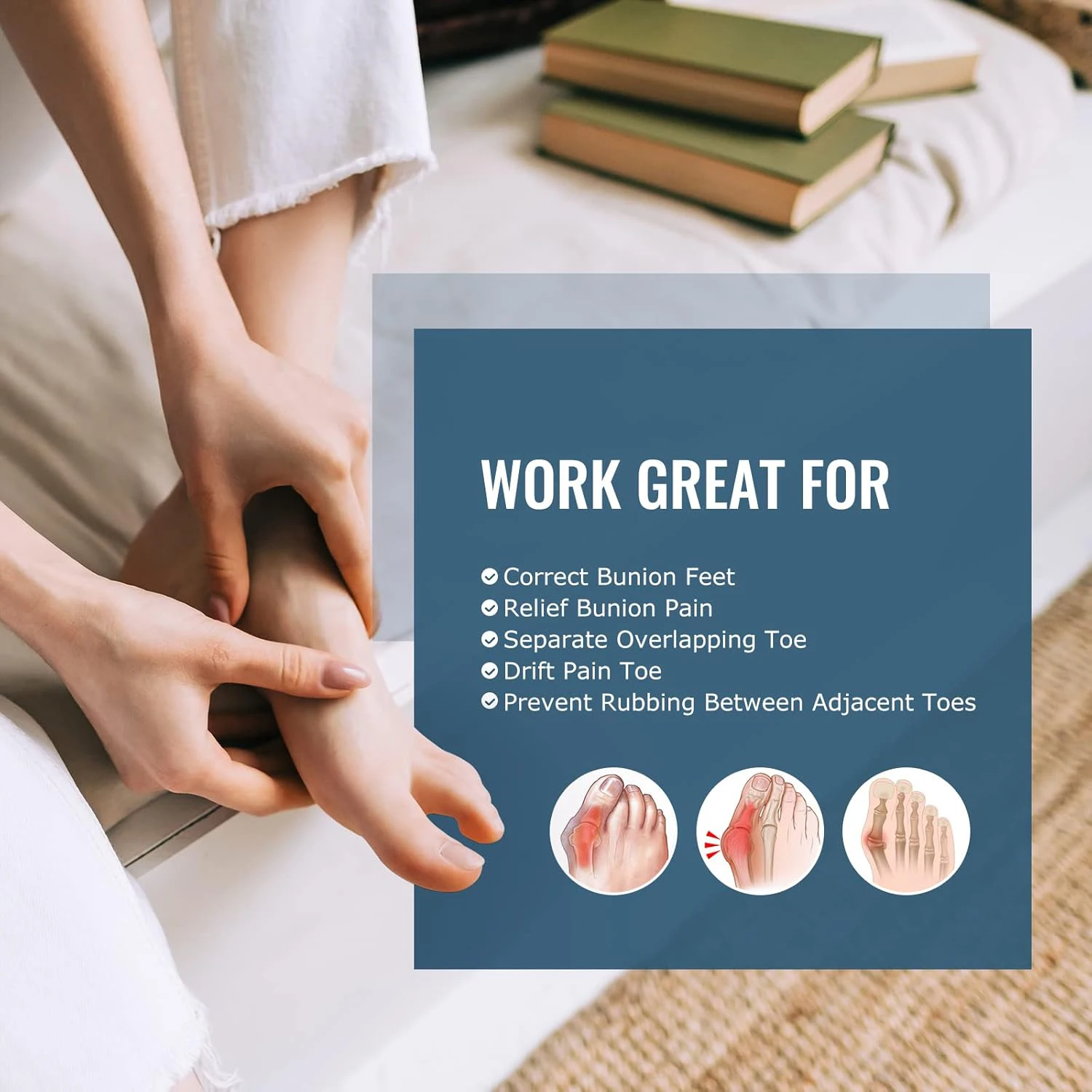 Pexmen 2/4 قطعة فواصل أصابع القدم من الجل مصحح الورم فواصل أصابع القدم لتقويم العظام إلى شكلهم الأصلي للرجال والنساء #5