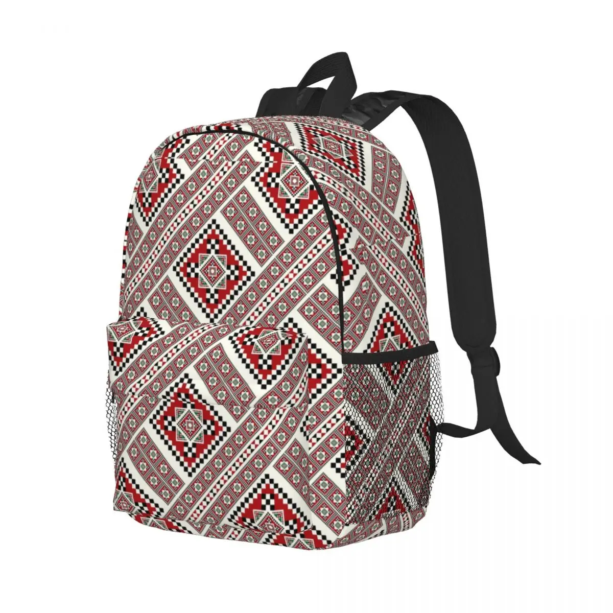 Modèle de serviette roumaine brodée, sacs à dos coins, sacs de voyage, sac à livres, adapté pour ordinateur portable 15 pouces, Ukraine Boho Bohemian imprimés School