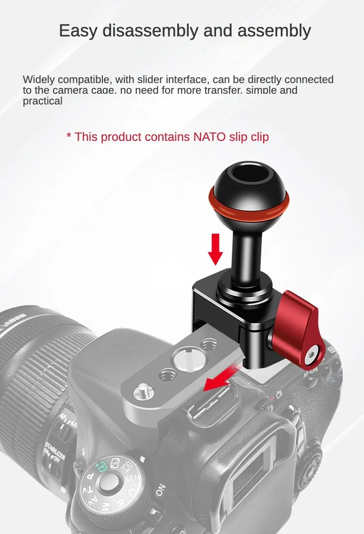 Minitor Magic Arm Dual Head 20 mm Kugelkopf NATO-Klemme Kaltschuhhalterung 1/4 Schraube für DSLR-Kamerakäfig Fülllicht LED-Mikrofonhalterung – Detail 8