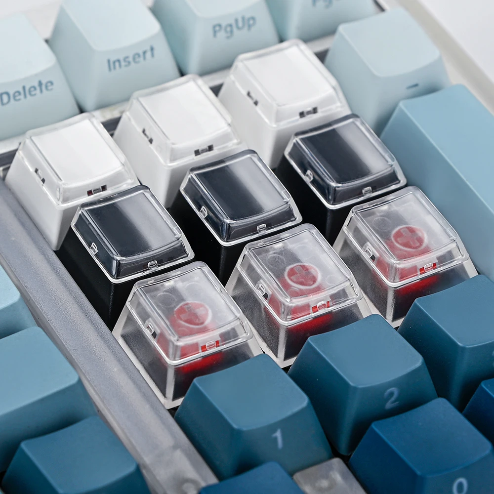 12/24 Universal Instantly Custom Double-Layer Keycaps with Transparent Cover Cap for DIY Removable Stickers or Scraps of Paper