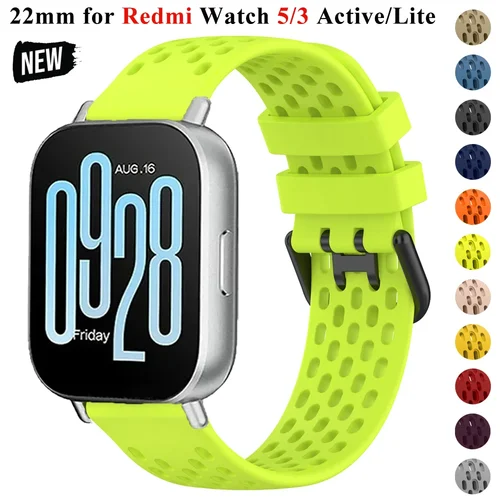 Imagen 2 del producto Correa deportiva de silicona para Redmi Watch 5, pulsera activa de 22mm para Xiaomi Redmi Watch 3 Active 3 Lite, accesorios de pulsera