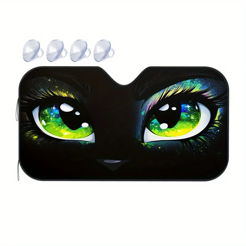Colorful Cat-Eye Fashion Sunshade: A Black Background Paired with Vibrant Cat-Eye Designs, Stylish And Eye-Catching