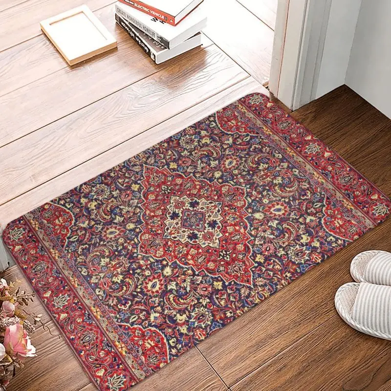 Northwest Persian Silk Carpet Front Door Mat Anti-Slip Indoor Absorbent Boho Ethnic Flower Doormat Kitchen Entrance Rug Carpet