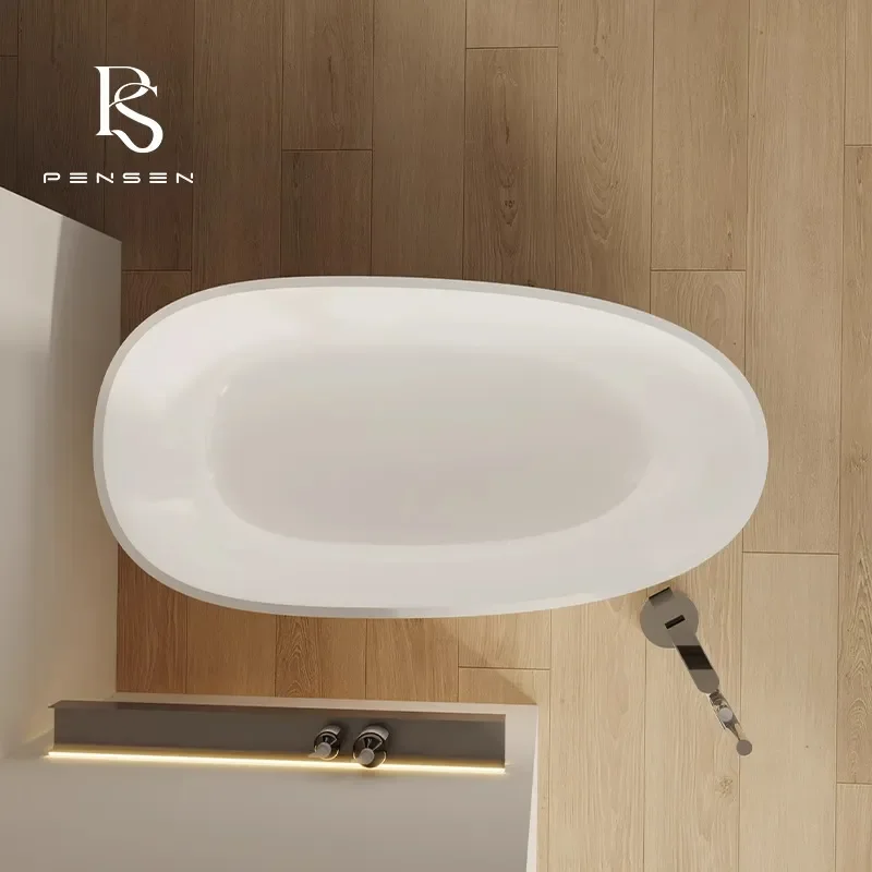Compact Acrylic Freestanding Bathtub for Small Apartments Hotels and B&B Projects Modern Soaking Tub