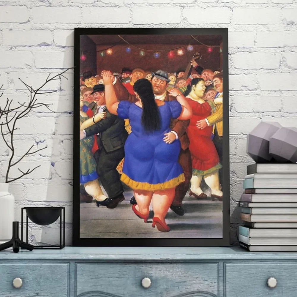 Fernando Botero Canvas Paint Poster Self-adhesive Art Poster Retro Kraft Paper Sticker DIY Room Bar Vintage Decorative Painting