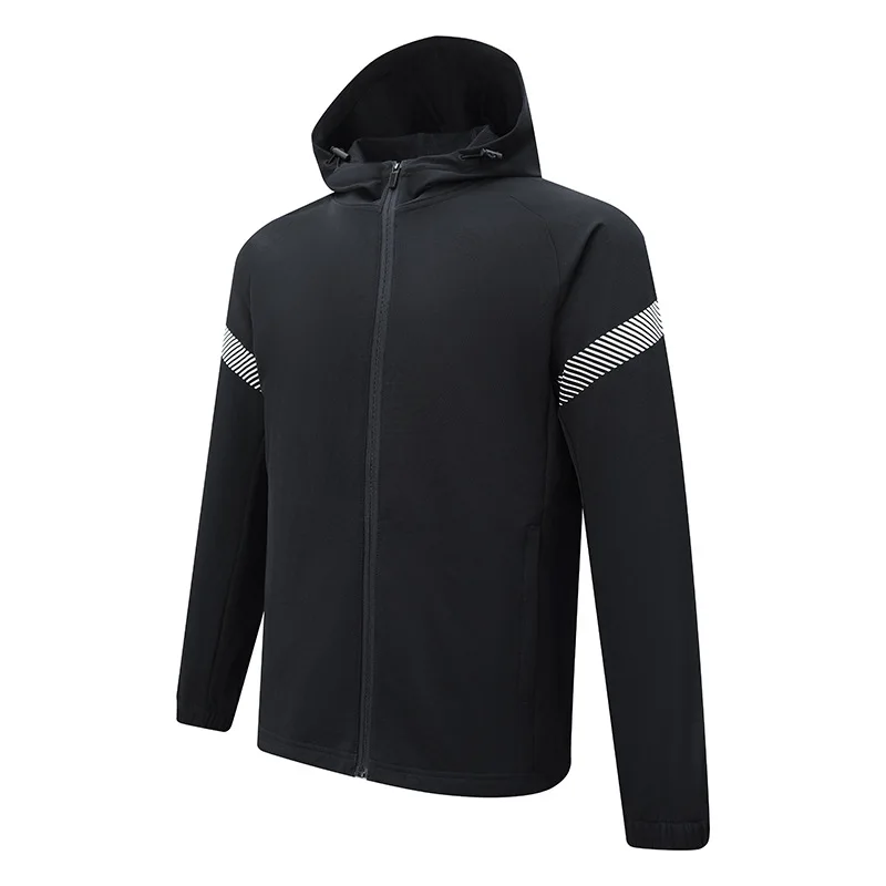 Chaqueta con capucha resistente al viento para hombre: abrigo deportivo con cremallera de color sólido para actividades al aire libre y ropa casual