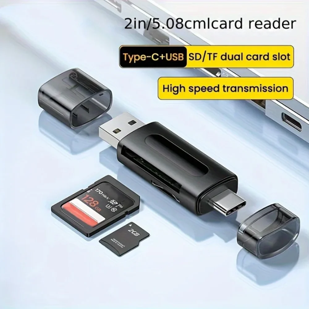 

4-in-1 Multifunction USB TYPE-C Card Reader External Storage Black Stretch for Memory Stick USB 2.0 Mini SD TF Card Reader