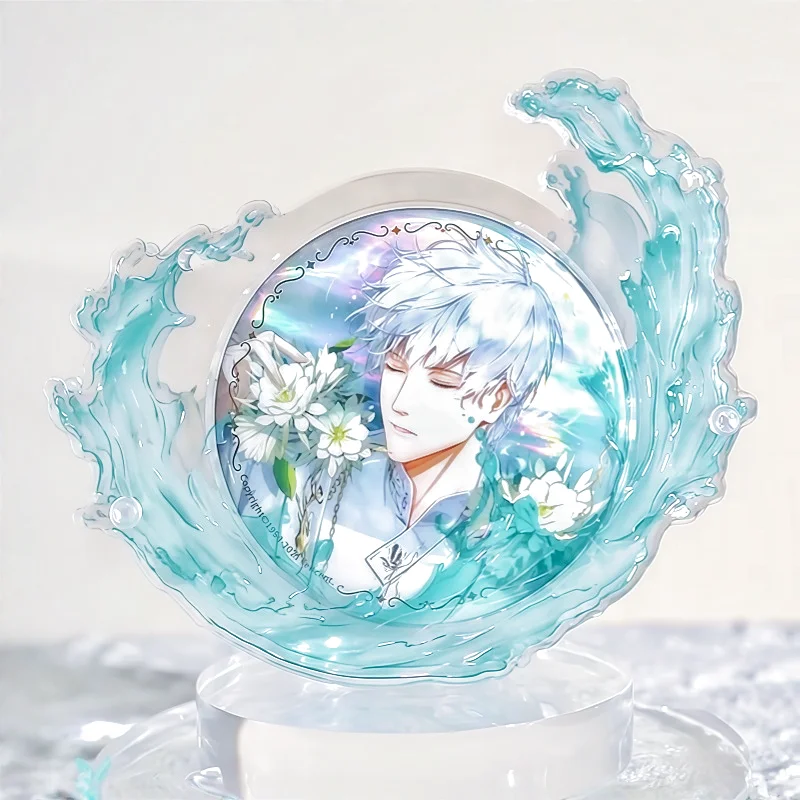 Falling Star River Series Display Brick, 58/75mm Acrylic Badge Holder Ocean Wave Pattern Storage Case for Anime Merch Desk Decor