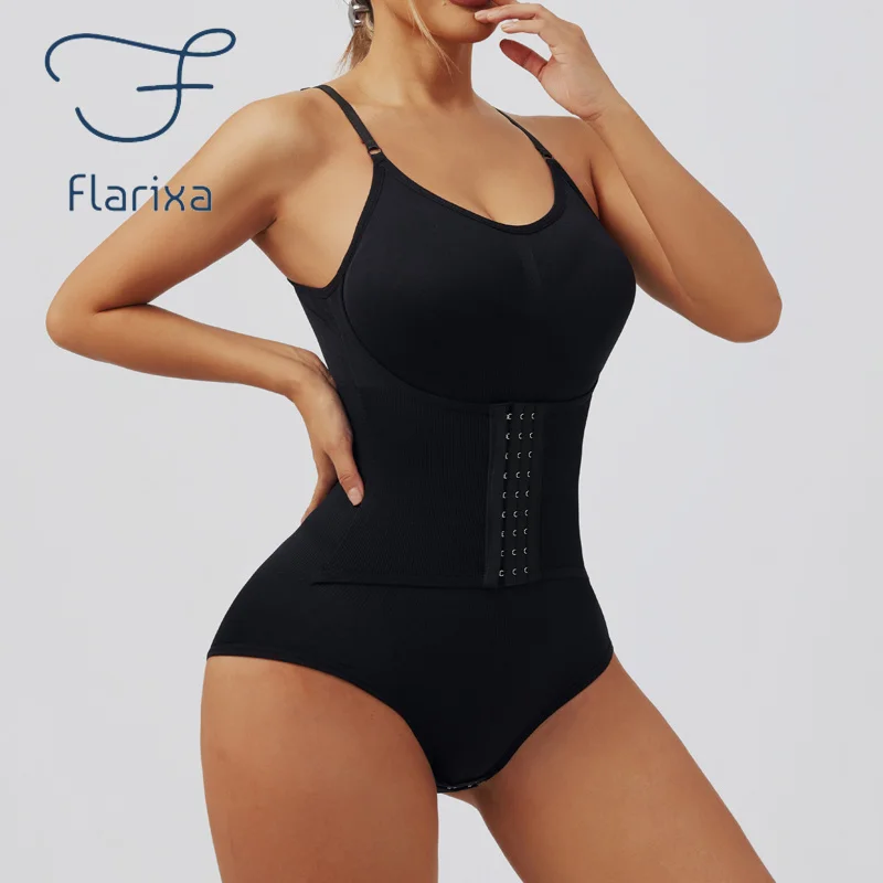 Flarixa Breasted Bodysuit Women Slimming Shapewear Corset Reducing Body Shaper Modeling Underwear Tummy Control Panties