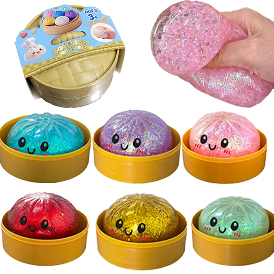 Squishy Pâton Scintillant avec Boîte 1-12 pièces, Jouet Sensoriel Anti-Stress à Rebond Lent, Cadeau Kawaii