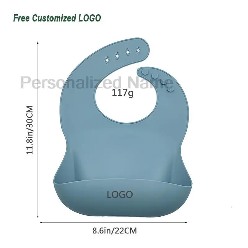 Silicone Baby Bib for Babies & Toddlers Waterproof Silicone Bibs Soft With Food Catcher Pocket for Boys & Girls Free Custom Logo