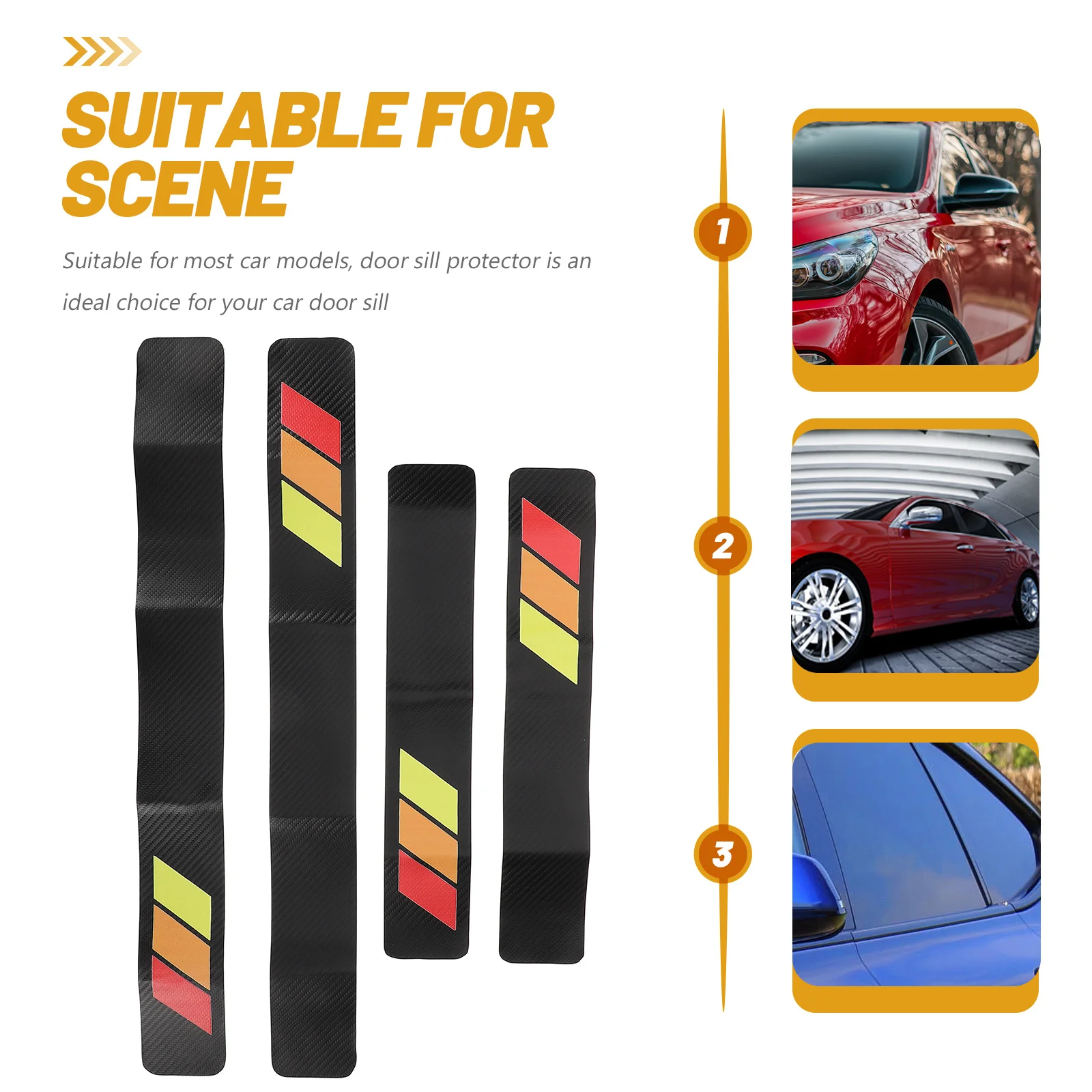 

4Pcs Door Sill Protector for Car Imitation Scratch Resistant Threshold Strips Easy Install Auto Accessories