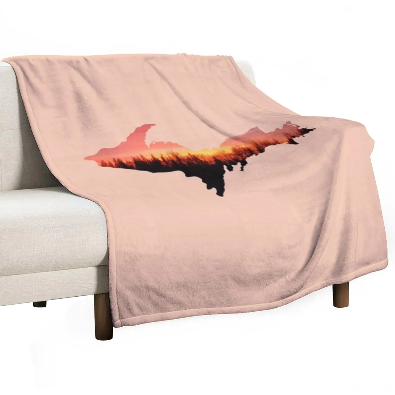 UPPER PENINSULA - UP Michigan SUNSET Trees Yooper 906 Throw Blanket For Decorative Sofa Vintage Blankets