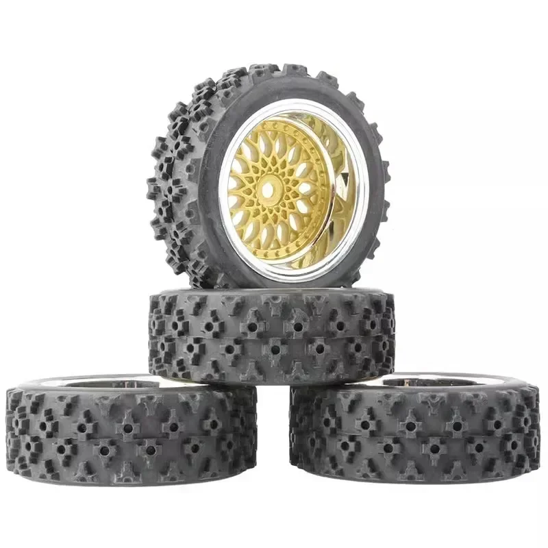 Pneu en caoutchouc collé de 12mm, jante de roues en plastique pour voiture de course de rallye RC TT-01 TT-02 XV-01 DF-03 TA06 PTG2 HPI WR8, pièces de mise à niveau, 4 pièces