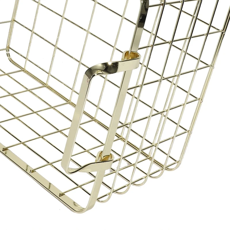 Metal Storage Basket Chic Nordic Handmade Iron Net Table Shelves Basket Bath Clothes Cosmetics Storage Basket