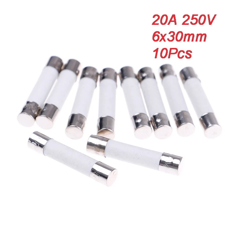 10Pcs Microwave Ceramic Fuse Electric 20A 250V Home Supplies DIY 6x30mm