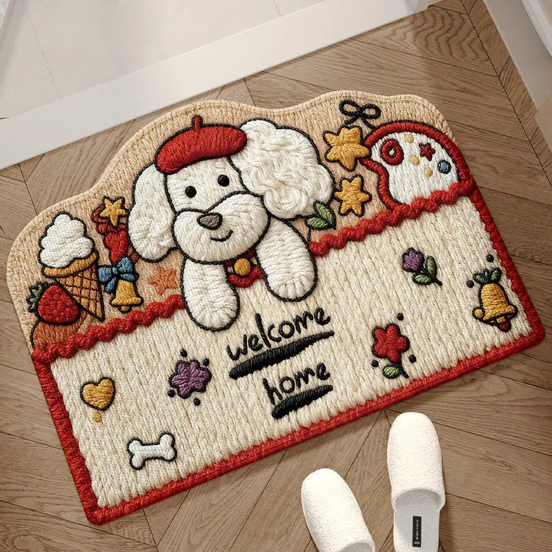 Diatom Mud Floor Mat Cute Cartoon Dog Pattern Super Absorbent Non Slip Wear Resistant For Bathroom Entryway Home Decor