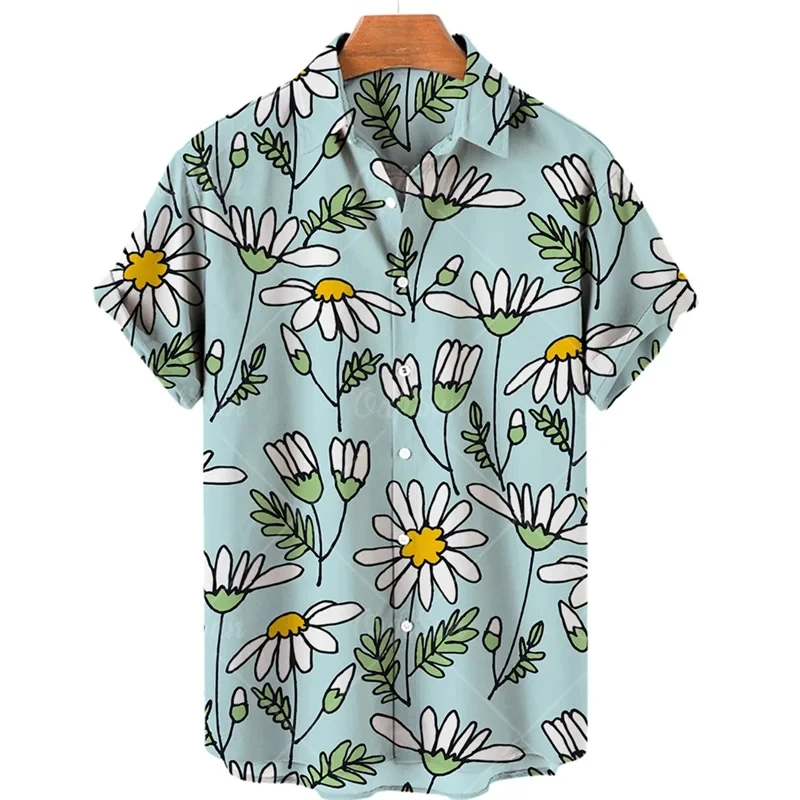 New Men's Summer Casual Shirt Flower and Grass 3D Printed Hawaiian Shirt Neutral Street Leisure Sports Short sleeved Top K0043