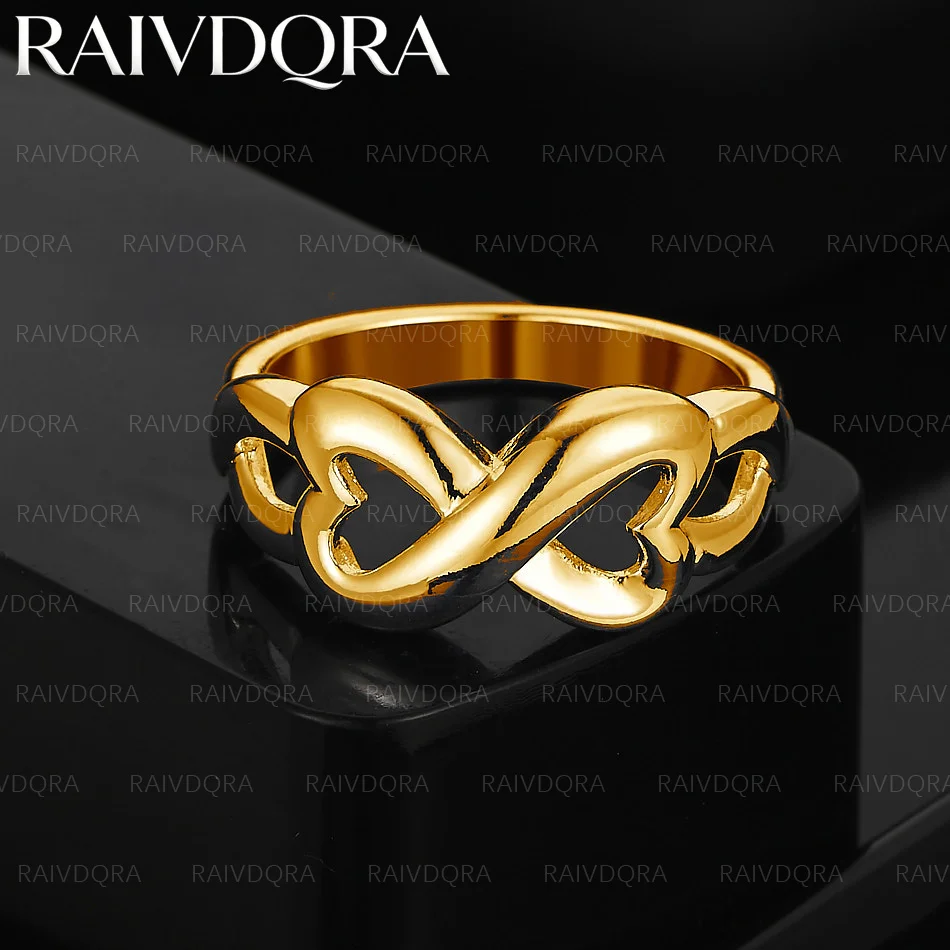 18K Gold Plated Size 8 Hearts Ring For Women Grace Jewelry Trend Fashionable Birthday Party Gifts And Daily Wear