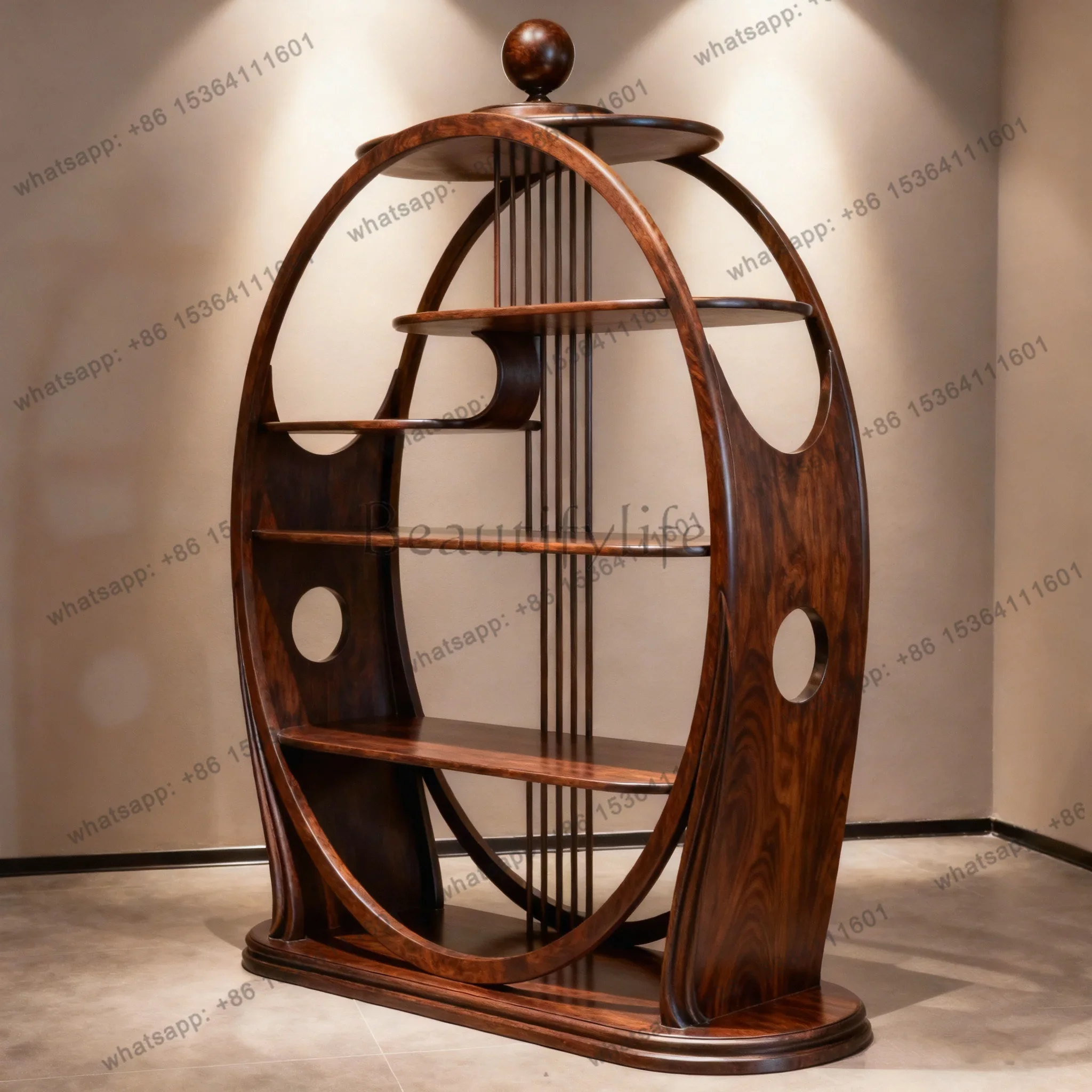 FG11Bogu shelf floor-to-ceiling bookcase high-end custom black walnut ash wood solid wood