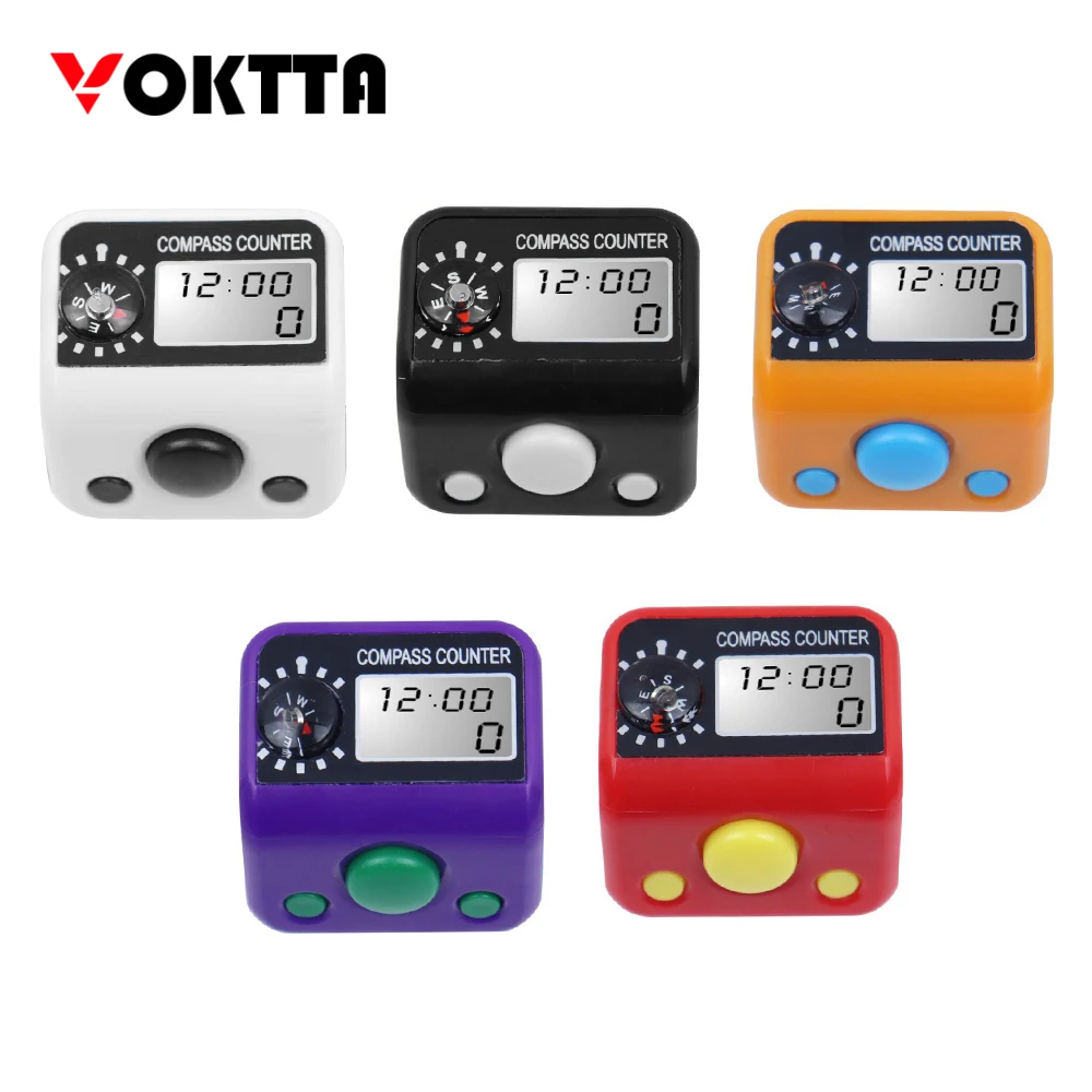

5 Digit Electronic Finger Counters with Time Display Compass Resettable LCD Electronic Digital Finger Hand Tally Counter Count