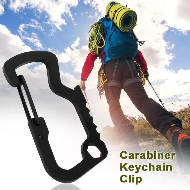 4PCS Carabiner Keychain Clip Set Stainless Steel Bottle Opener Spring Snap D Ring Keychain Hook Outdoor Climbing Carabiner Clips