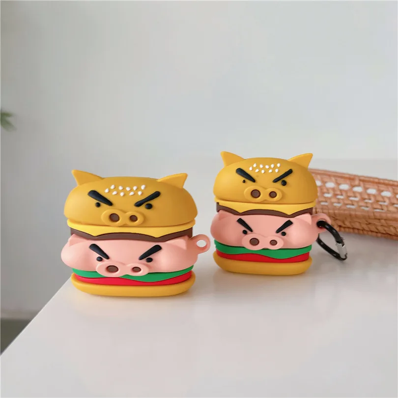 

Cute 3D Cartoon Hamburger Pig For Airpods Pro 2 Case,Protective Earphone Silicone Earphone Cover For Airpods Pro Case Funda