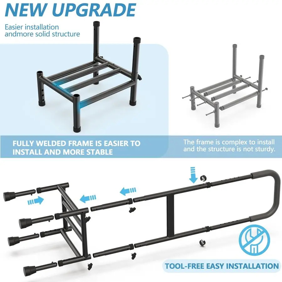 Step Stool with Handle for Elderly, Adjustable Handrail Leg, Sensor Light, Medical Stepping Stools for High Bed Mobility Daily
