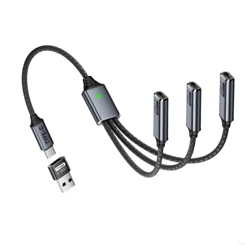 193A USB C Expansion Cord for Connecting 3 Devices Power Supply and Data Syncing