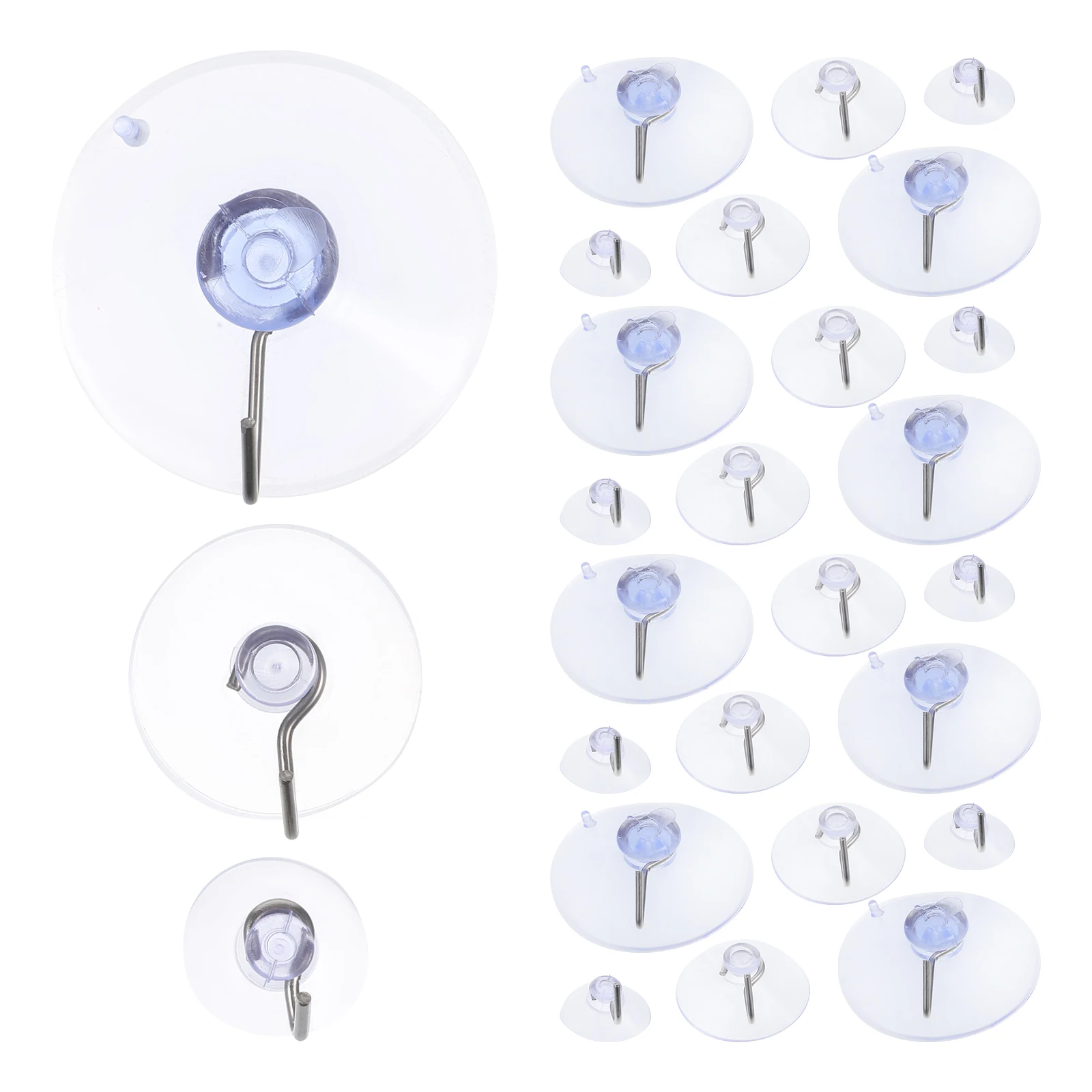 

30pcs Suction Cup Hooks 35mm Transparent PVC Steel Hooks for Glass Kitchen Shower Bathroom Heavy Duty Hangers Easy Installation