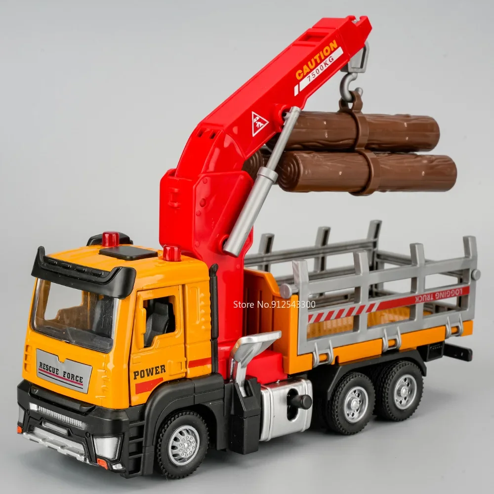 

1:32 Scale Pneumatic Lift Logging Transport Car Model Toy Alloy Diecast Engineering Vehicle Models Sound Light Christmas Gifts