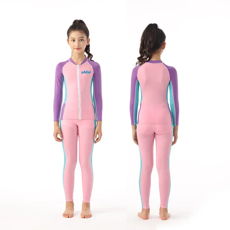 Flexible Children's Swimsuit Pants Girls' Split Swim Suit Sunscreen Suit Medium And Older Children's Hot Spring Swimming Swimsui