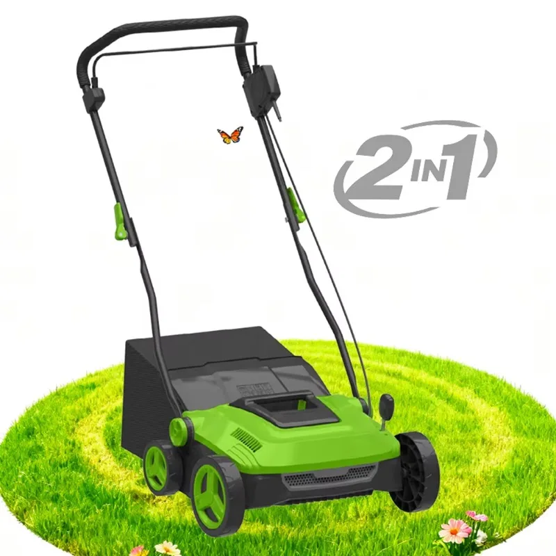 Vertak 1800W 2 in 1 Electric Scarifier Dethatcher 370mm Width Foldable Handle Lawn Aerator for Home Lawns Garden Maintenance