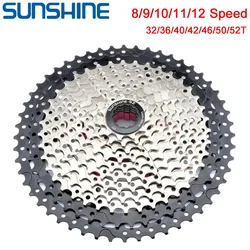 SUNSHINE Bicycle Cassette 8/9/10/11/12Speed MTB freewheel Sprocket 11T-32T/36T/40T/42T/46T/50T/52T HG Freewheel for SHIMANO/SRAM