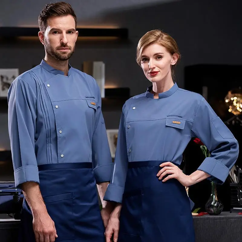 

Uniform Short Summer Men's Hotel Restaurant Baking Shop Kitchen Chef Overalls Long Sleeve Women's