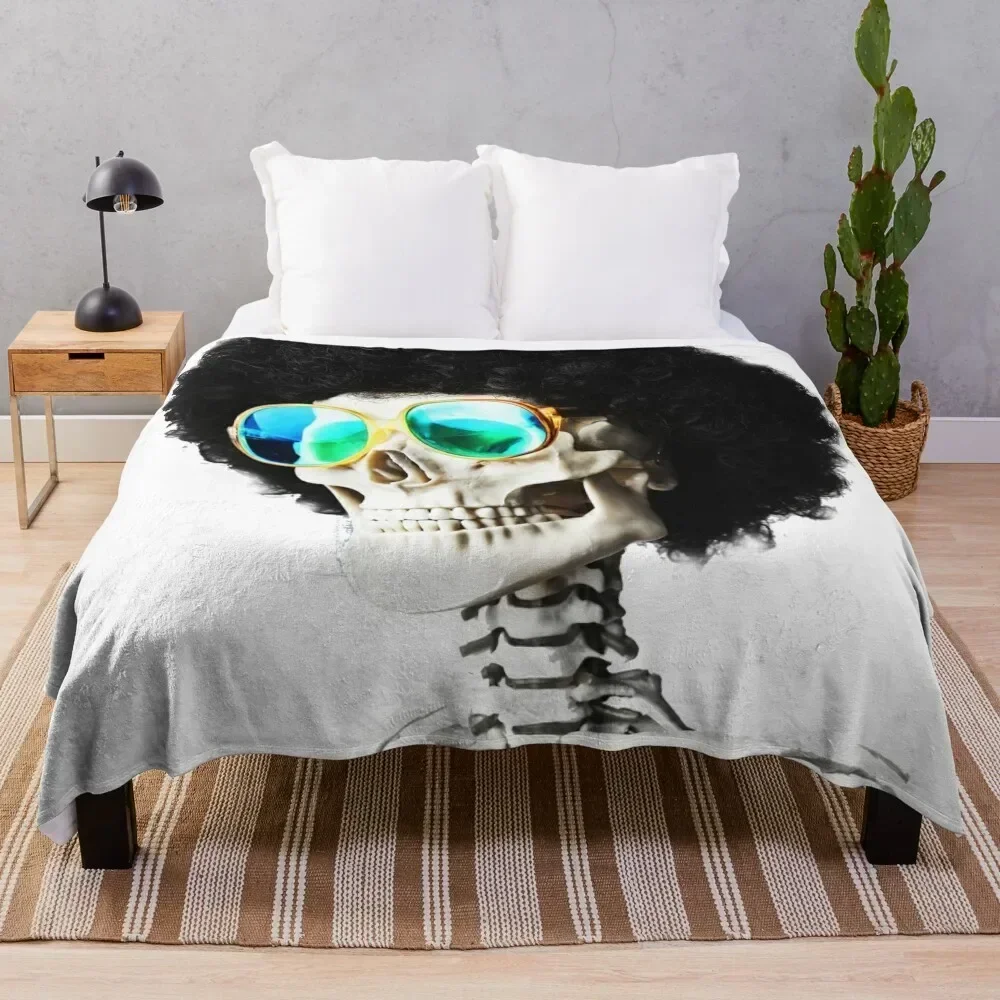 

Skull in sunglasses and wig Throw Blanket for babies Plaid on the sofa Soft Plush Plaid Furry Blankets