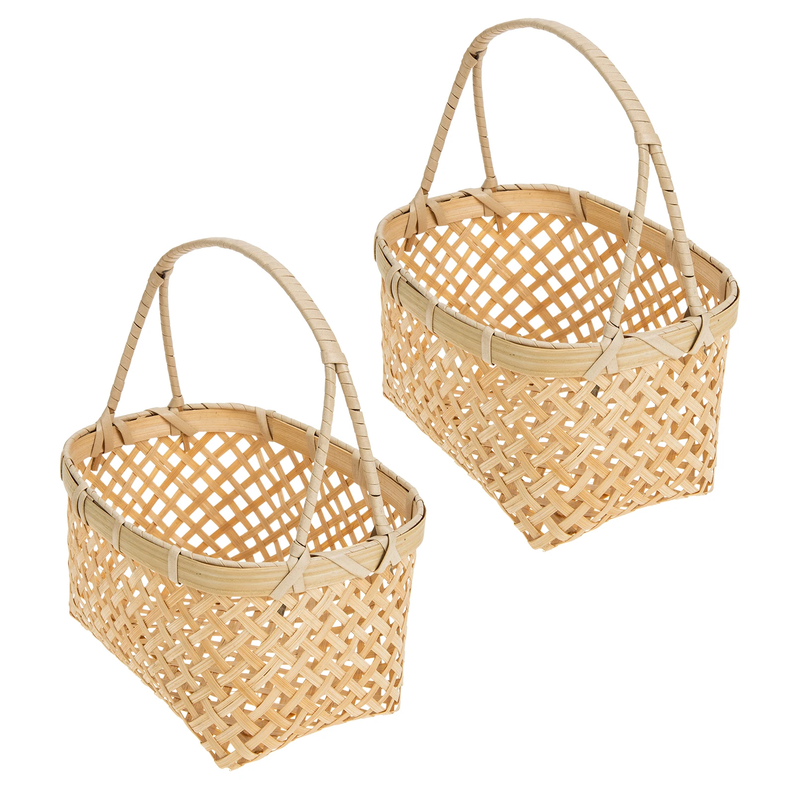 

2Pcs Bamboo Fruit Basket Lightweight Strong Safe Bamboo Woven Basket Color Fruits Storage Egg Decor Kitchen Bar Use