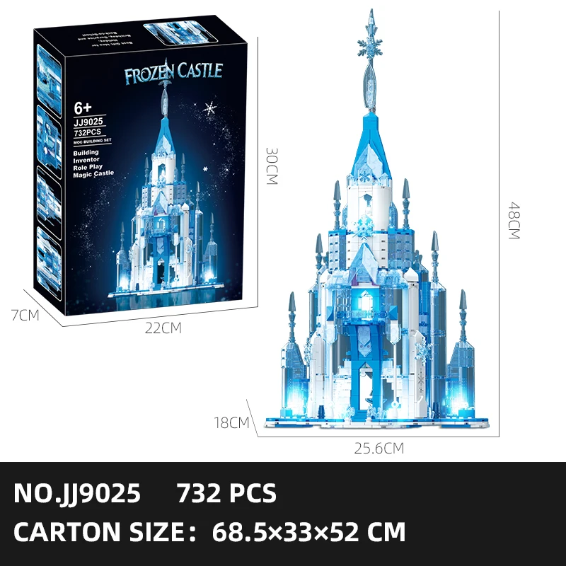 732PCS Ice Snow Castle Building Blocks Fairy Tale Princess Magic Castle Building Model Bricks Children\'s DIY Toy Holiday Gift