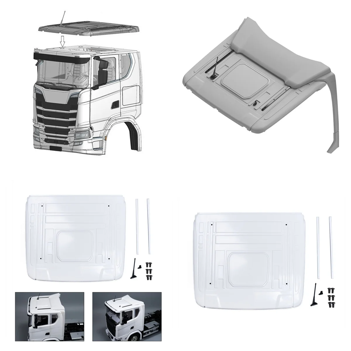 

Запасная часть пластиковой кабины с низким дахом для игрушки 1/14 DIY Tamiya RC Трактор Грузовик SC 770S 56368 56371 Радио Грузовик Модель автомобиля Аксессуар