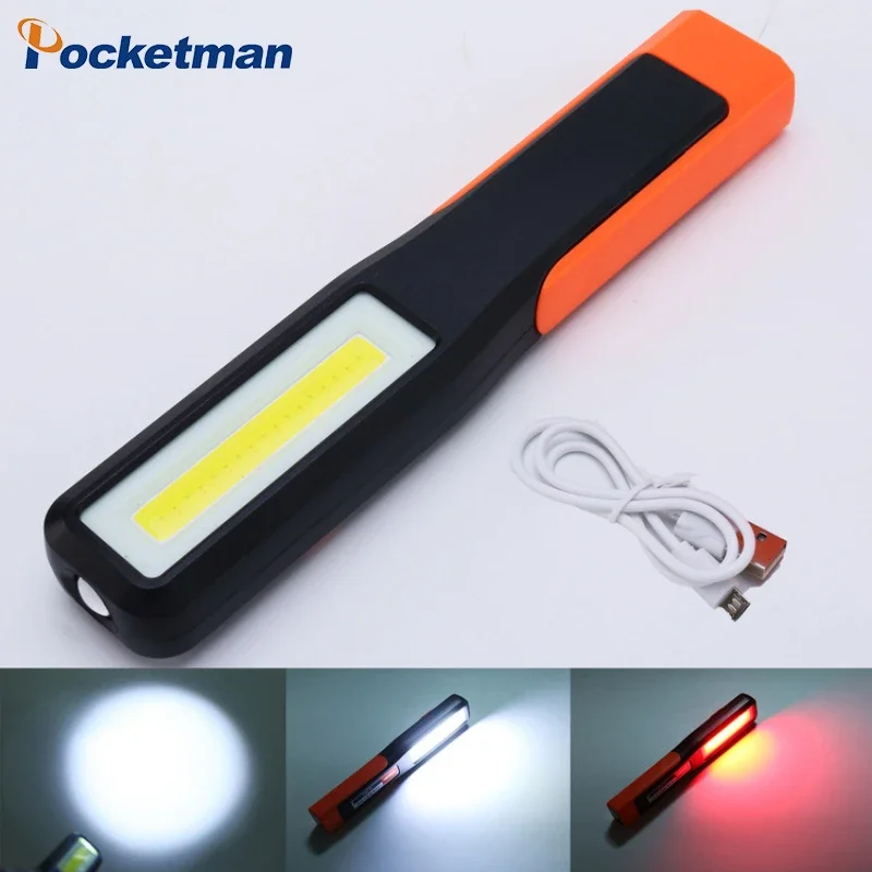 Luz LED de trabajo COB superbrillante, linterna recargable de alto Lumen, luz de reparación de automóviles, linterna de emergencia para Camping