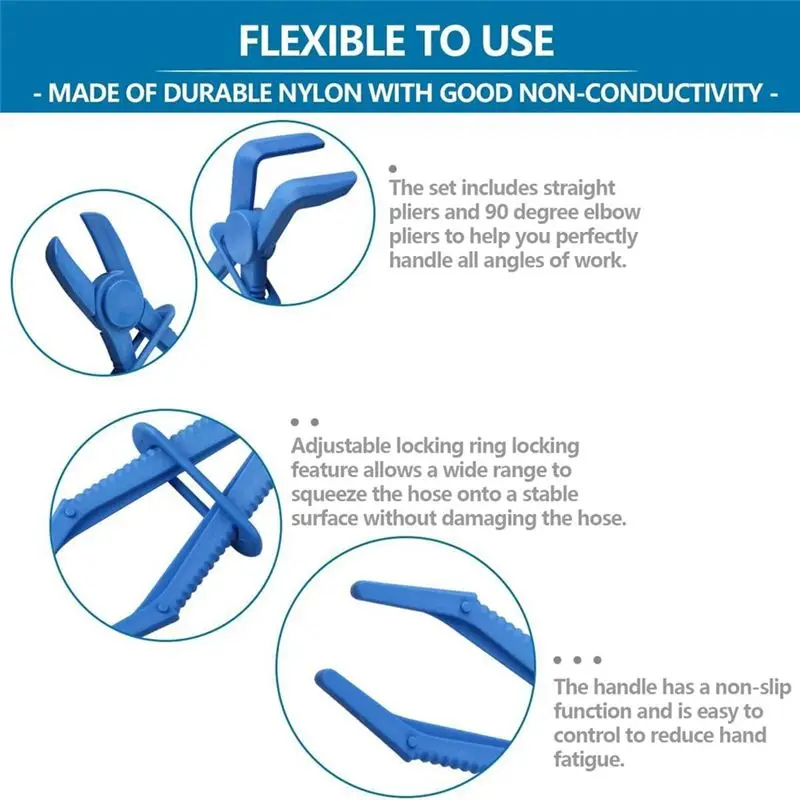 Hose Clamp Pliers Hose Pinch Pliers Set Straight & 90° Angled For Brake Hoses Gas Lines-New
