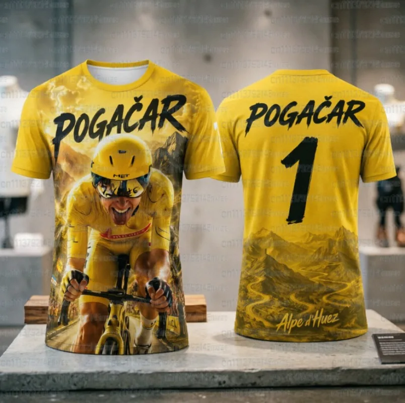 Camiseta Conmemorativa del Campeón del Tour de Francia 2026, Pogacar Evenepoel Del Toro, Camiseta Estampada de Manga Corta para Fanáticos y Familiares
