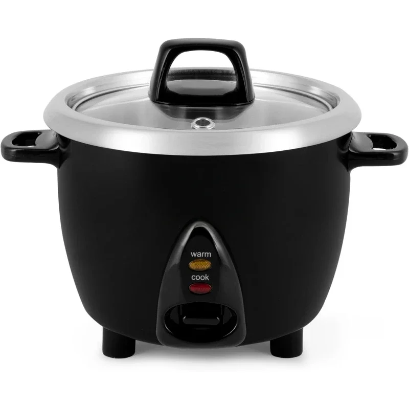 Select Stainless Rice Cooker & Warmer with Uncoated Inner Pot, 3-Cup(uncooked)/6-Cup(cooked)/ 1.2Qt, ARC-753SGB, Black