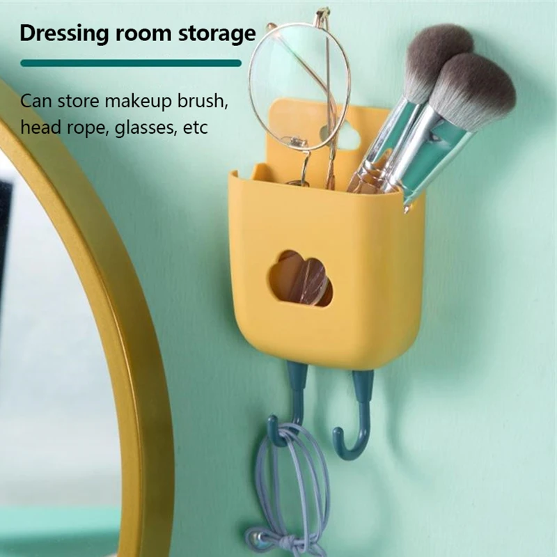 Remote Control Storage Boxes Simple Punch-Free Wall Mounted Table Side Bedside Phone Sundries Storage Racks With Hook Decoration