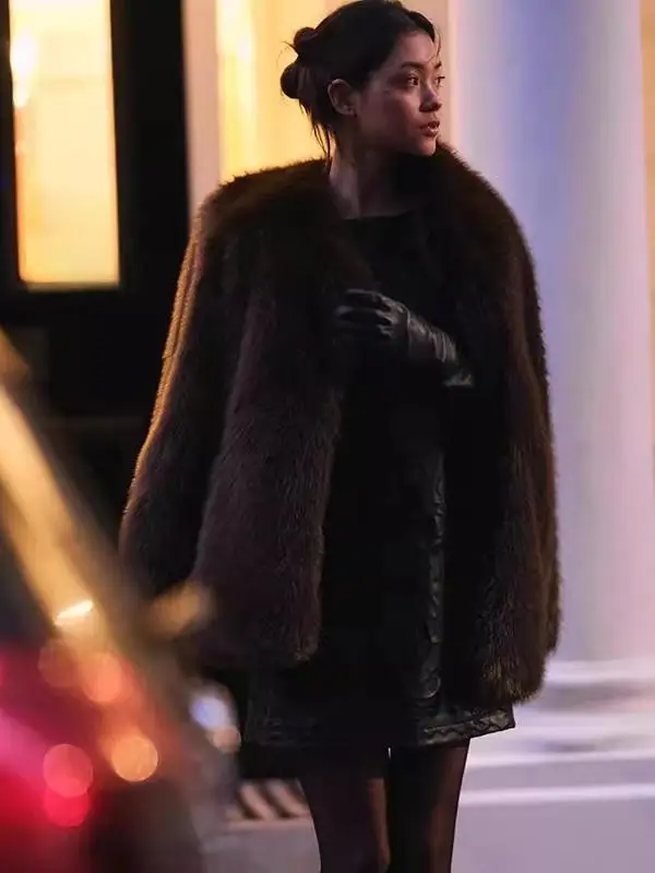 Herfst Winter Nieuwe Collectie Dames Nepbontkraag In-Taille Jas Ort Bovenkleding Polyestervezel Lange Sve Kleur