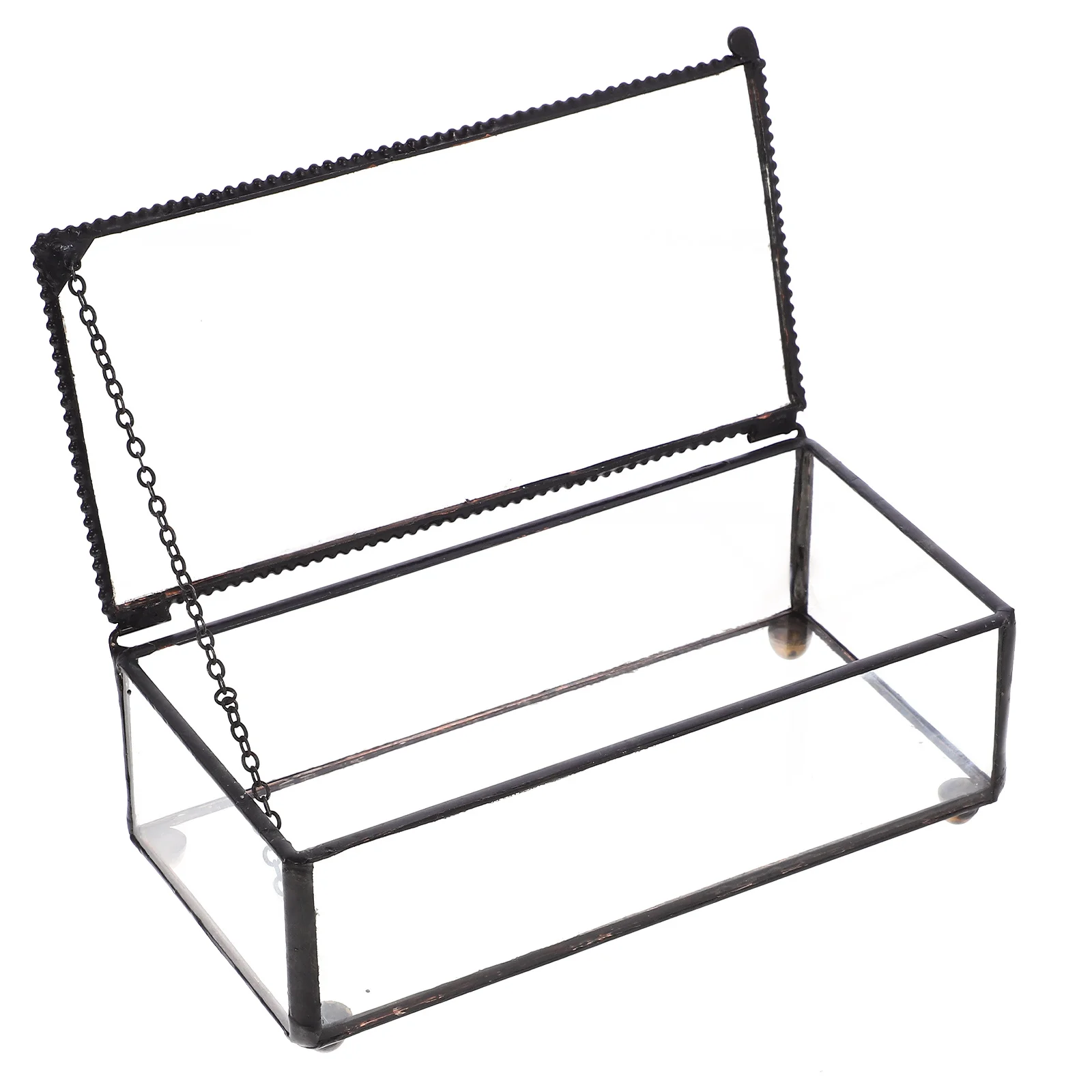 

Retro Glass Jewelry Box Iron Frame Transparent Storage Case Multi Purpose Organizer Gift Box Modern Jewelry Display Organizer