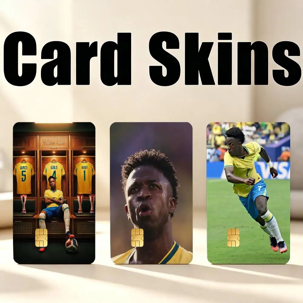 Brazil Vinicius Junior V-Vini JR  1Set 4Pcs Card Skin Stickers, Waterproof Decorative Film for Credit Debit Bank Bus IC Cards