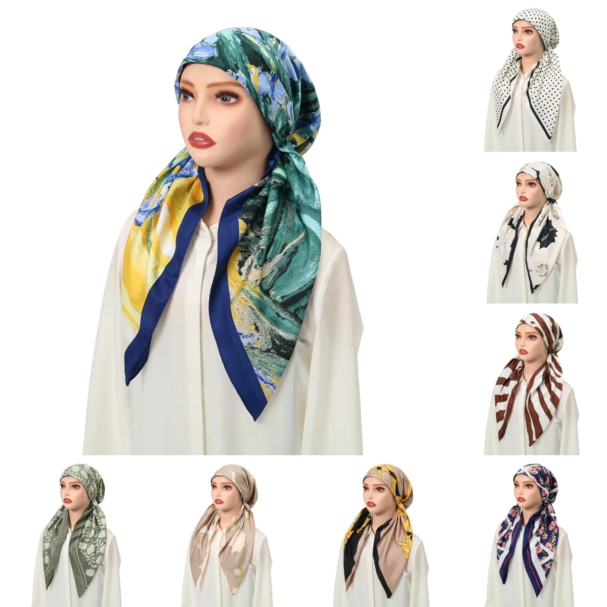 

2026 New Print Pre-tie Headscarf Women Muslim Female Turban Cancer Chemo Hat Hair Loss Cover Head Wrap Headwear Stretch Bandana