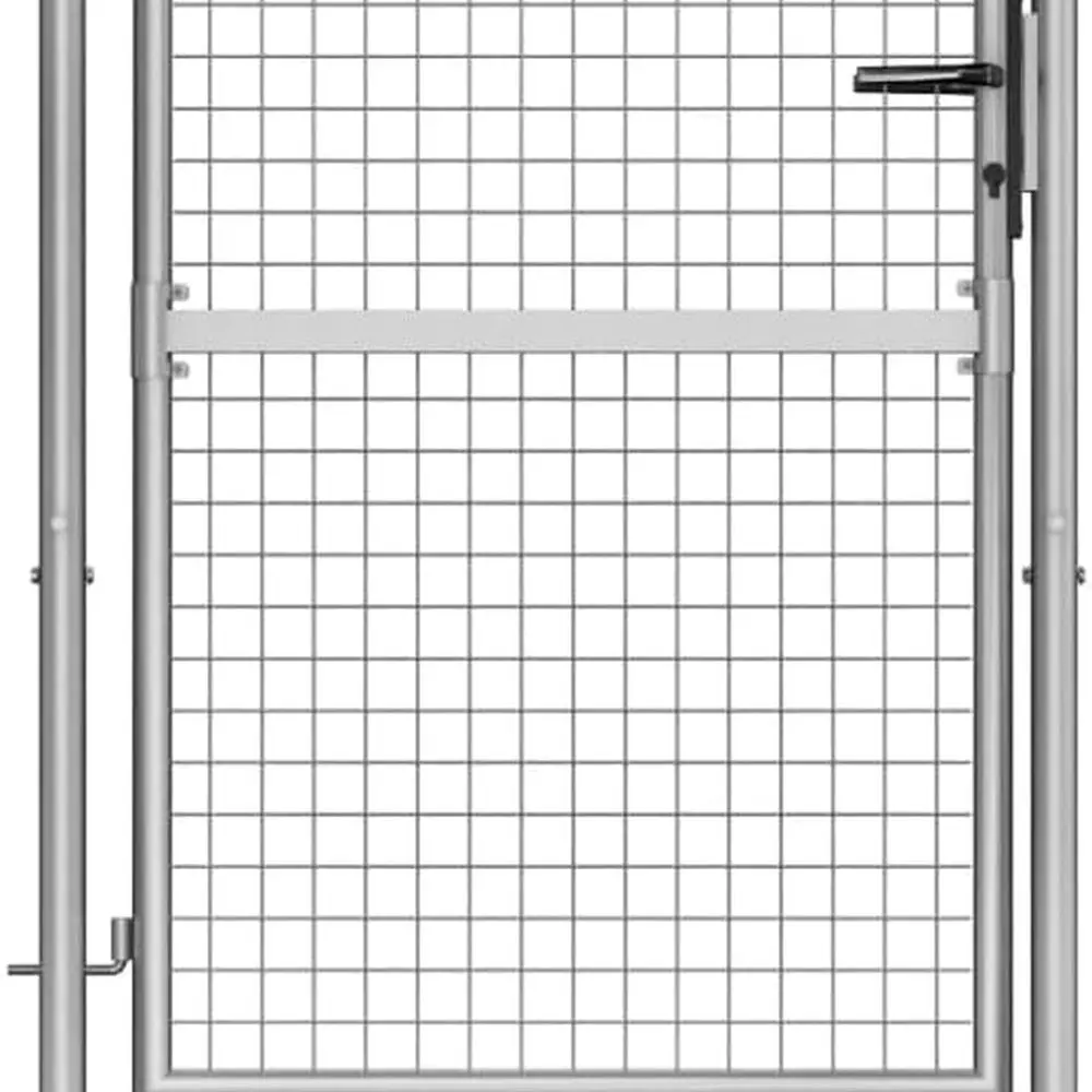 

41.3 x 68.9 Inch Zinc-Coated Steel Garden Gate with 3 Keys, Silver, High Stability, Modern Design for Patio Entrance